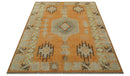 Hand Knotted Peach and Beige Traditional Southwestern 8x10 wool area rug