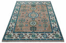 Hand knotted Peach Traditional Khotan Design 8x10 Wool Area Rug