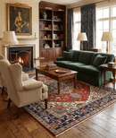 Wool Area Rug Hand Knotted Heriz Red Ivory Blue Traditional Design
