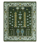 Hand Knotted Wool Turkish Area Rug - Olive Green Tree Of Life