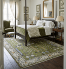 Hand Knotted Wool Turkish Area Rug - Olive Green Tree Of Life