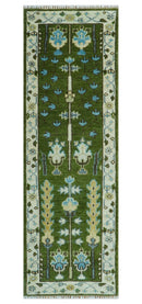 Hand Knotted Wool Turkish Area Rug - Olive Green Tree Of Life