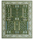 Hand Knotted Wool Turkish Area Rug - Olive Green Tree Of Life