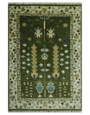 Hand Knotted Wool Turkish Area Rug - Olive Green Tree Of Life