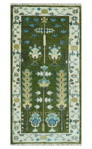 Hand Knotted Wool Turkish Area Rug - Olive Green Tree Of Life