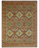 Hand Knotted Rust and Beige Oriental Traditional 9x12 Wool Area Rug, Living Room and Bedroom Rug by The Rug Decor