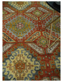 Hand Knotted Rust and Beige Oriental Traditional 9x12 Wool Area Rug, Living Room and Bedroom Rug by The Rug Decor