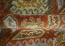 Hand Knotted Rust and Beige Oriental Traditional 9x12 Wool Area Rug, Living Room and Bedroom Rug by The Rug Decor