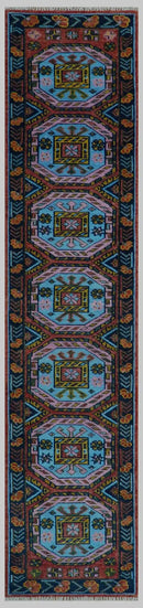 Rust and Blue Hand Knotted Wool Area Rug Traditional Antique by The Rug Decor