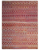Hand Knotted Rust and Ivory Contemporary Southwestern Tribal Trellis Recycled Silk Rug