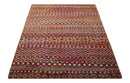 Hand Knotted Rust and Ivory Contemporary Southwestern Tribal Trellis Recycled Silk Rug
