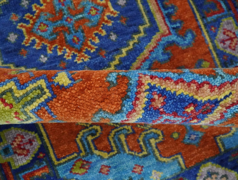 Hand Knotted Rust, Blue and Olive Traditional 3x6 Antique Wool Area Rug