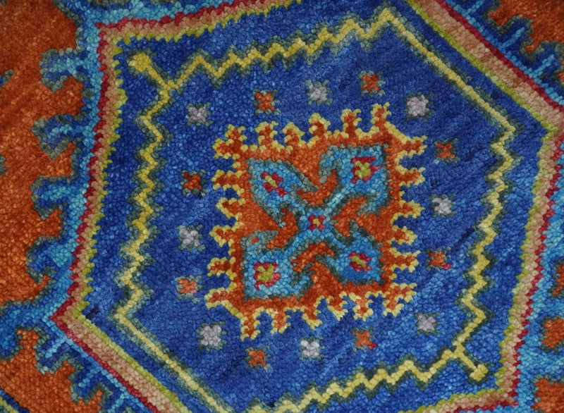 Hand Knotted Rust, Blue and Olive Traditional 3x6 Antique Wool Area Rug