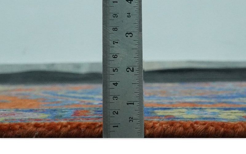 Hand Knotted Rust, Blue and Olive Traditional 3x6 Antique Wool Area Rug