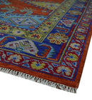 Hand Knotted Rust, Blue and Olive Traditional 8x10 Antique Style Wool Area Rug by The Rug Decor