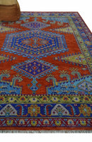 Hand Knotted Rust, Blue and Olive Traditional 8x10 Antique Style Wool Area Rug by The Rug Decor