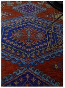 Hand Knotted Rust, Blue and Olive Traditional 8x10 Antique Style Wool Area Rug by The Rug Decor