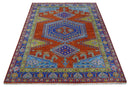Hand Knotted Rust, Blue and Olive Traditional 9x12 Antique Style Wool Area Rug by The Rug Decor