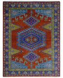 Hand Knotted Rust, Blue and Olive Traditional 9x12 Antique Style Wool Area Rug by The Rug Decor