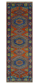 Hand Knotted Wool Area Rug - Rust Blue Olive Antique Traditional by The Rug Decor