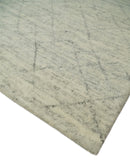 Hand Knotted Silver and Beige 9x12 Trellis Moroccan Rug Made with Fine Wool | TRDCP641912