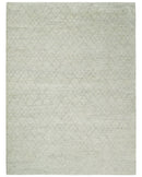 Hand Knotted Silver and Beige 9x12 Trellis Moroccan Rug Made with Fine Wool | TRDCP641912