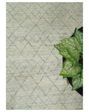 Hand Knotted Silver and Beige 9x12 Trellis Moroccan Rug Made with Fine Wool | TRDCP641912