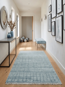 Hand Knotted Silver and Blue Modern Moroccan Trellis Wool Rug by The Rug Decor