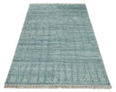 Hand Knotted Silver and Blue Modern Moroccan Trellis Wool Rug by The Rug Decor