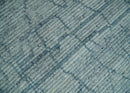 Hand Knotted Silver and Blue Modern Trellis Moroccan Rug Made with Blended Wool Multi Size Rug