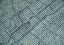 Hand Knotted Silver and Blue Modern Moroccan Trellis Wool Rug by The Rug Decor