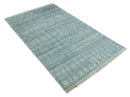 Hand Knotted Silver and Blue Modern Moroccan Trellis Wool Rug by The Rug Decor