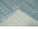 Hand Knotted Silver and Blue Modern Moroccan Trellis Wool Rug by The Rug Decor