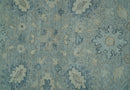 Hand Knotted Silver And Blue Traditional Distressed 10x14 Wool Area Rug