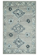 Hand Knotted Silver and Charcoal Traditional with Blended Custom Made Wool Rug