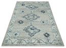 Hand Knotted Silver and Charcoal Traditional with Blended Custom Made Wool Rug