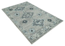 Hand Knotted Charcoal Ivory Wool Area Rug Traditional Design Blended Custom Made by The Rug Decor
