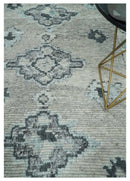 Hand Knotted Charcoal Ivory Wool Area Rug Traditional Design Blended Custom Made by The Rug Decor