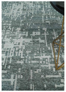 Hand Knotted Silver and Gray 5x8 Modern Abstract Contemporary Recycled Silk Area Rug