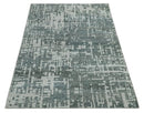 Hand Knotted Silver and Gray 5x8 Modern Abstract Contemporary Recycled Silk Area Rug