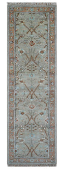 Hand knotted Silver And Rust Traditional Turkish Design 2.6x10 Wool Area Rug