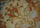 Hand knotted Silver, Rust and Pink Traditional Antique Moss green Oushak Area Rug by The Rug Decor