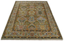 Hand knotted Silver, Rust and Pink Traditional Antique Moss green Oushak Area Rug by The Rug Decor