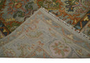 Hand knotted Silver, Rust and Pink Traditional Antique Moss green Oushak Area Rug by The Rug Decor