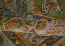 Hand knotted Silver, Rust and Pink Traditional Antique Moss green Oushak Area Rug by The Rug Decor