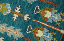 Hand Knotted Teal Blue and Ivory Tree of Life Traditional Vintage Style Wool Rug by The Rug Decor