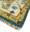 Hand Knotted Teal Blue and Ivory Tree of Life Traditional Vintage Style Wool Rug by The Rug Decor