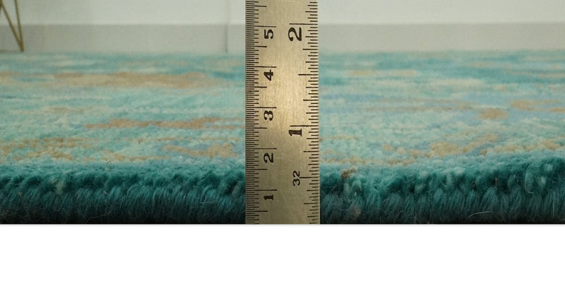 Hand Knotted Teal Traditional Oushak 9x12 wool area rug