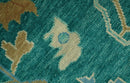 Hand Knotted Teal Traditional Oushak 9x12 wool area rug