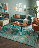 Hand Knotted Wool Teal Oushak Traditional Area Rug Multiple Sizes